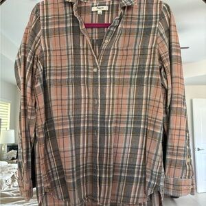Madewell Pink and Gray Plaid Shirt